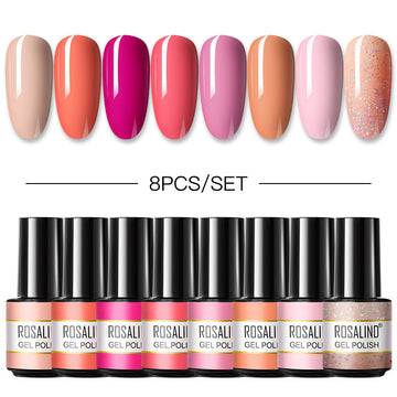 Rosalind Mini Soak Off Professional Nail Art Gel Polish Set 8PCS Nail Art Design LED/UV Lamp